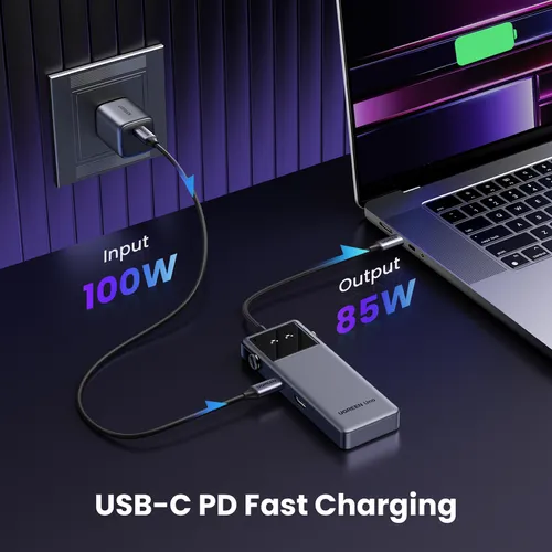 Bộ chuyển đổi USB-C sang USB-C PD+2*USB 3.2+2*USB-C 3.2+HDMI Groovy Robot Uno Ugreen 35998 CD361