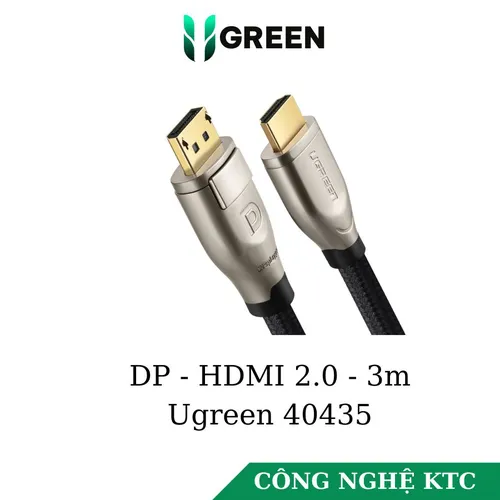 Cáp Displayport to HDMI 2.0 dài 3m hỗ trợ 3D 4K/60Hz Ugreen 40435