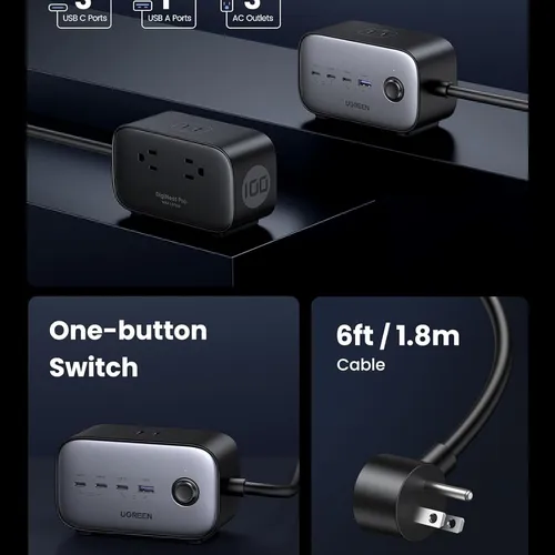 Sạc điện thoại laptop DigiNest Pro 3 cổng USB-C và 1 cổng USB 100W Ugreen 40896