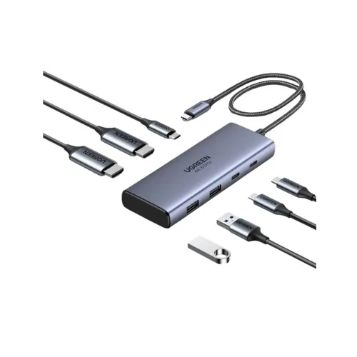 Bộ chuyển đổi USB-C sang USB-C PD+2USB-A 3.2+2USB-C 3.2+2HDMI hỗ trợ 4K Ugreen 45379