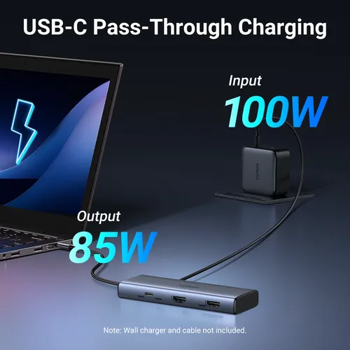 Bộ chuyển đổi USB-C sang USB-C PD+2USB-A 3.2+2USB-C 3.2+2HDMI hỗ trợ 4K Ugreen 45379