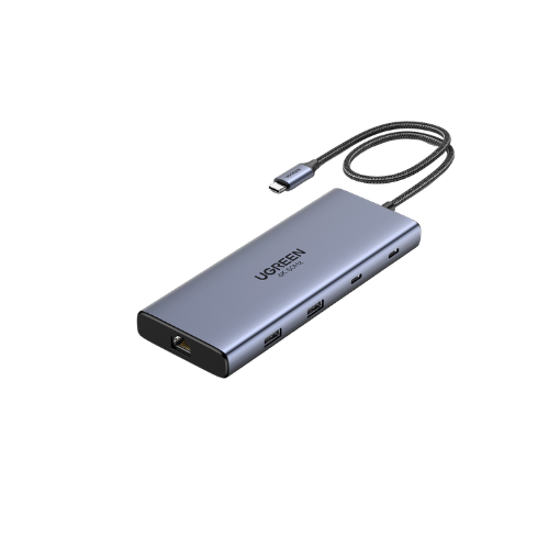 Bộ chuyển đổi USB-C sang USB-C PD+USB-A 3.2+USB-A 3.0+2xUSB-C 3.2+2xHDMI+LAN+SD+TF hỗ trợ 4K Ugreen 45380