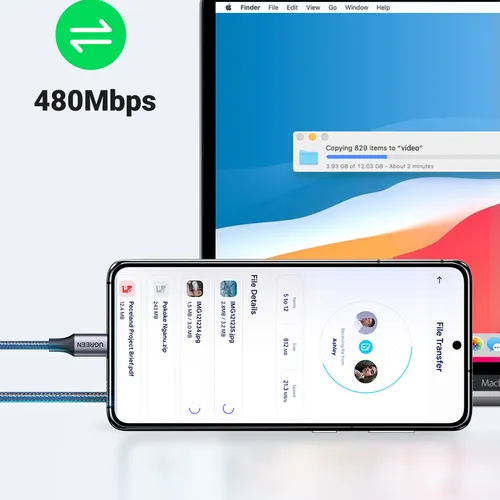 Cáp sạc USB C  dài 1M PD 60W màu xám Ugreen 50150 US261