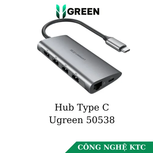 Bộ chuyển đa năng USB Type-C to HDMI, Lan, USB 3.0, SD/TF, sạc Type-C Ugreen 50538