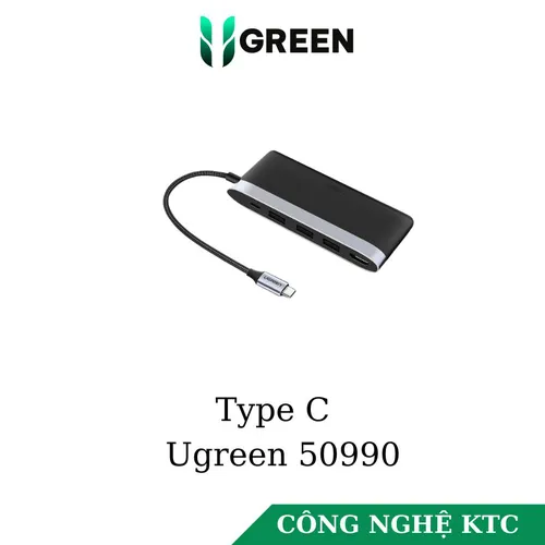 Bộ chuyển Type C to HDMI + Hub USB 3.0 + Type C cao cấp Ugreen 50990