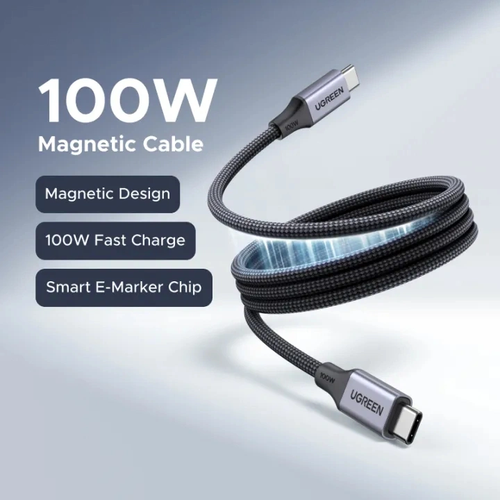 Cáp sạc nhanh Type-C từ tính dài 1M 100W Ugreen 55517 L520