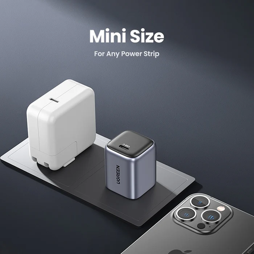 Sạc USB-C 1 cổng PD 20W công nghệ GaN màu đen Ugreen 55527 X512