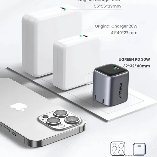 Sạc USB-C 1 cổng PD 30W công nghệ GaN Ugreen 55530 X513