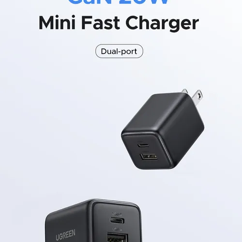 Sạc điện thoại 2 cổng USB-C và USB-A GaN 20W Ugreen 55533 X514