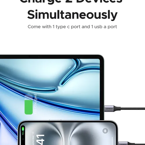 Sạc điện thoại 2 cổng USB-C và USB-A GaN 20W Ugreen 55533 X514