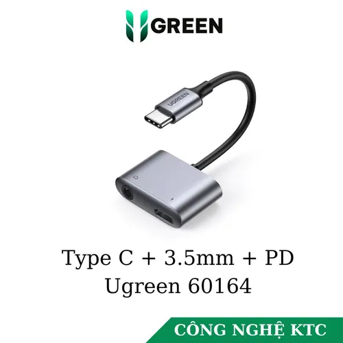 Cáp chuyển âm thanh Type C to 3.5mm + PD sạc Ugreen 60164