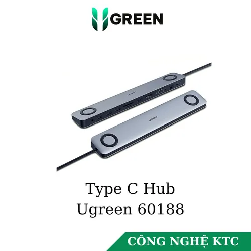 Bộ chuyển USB Type C to HDMI VGA USB 3.0 LAN 1Gbps  Card Reader 3.5mm Ugreen 60188
