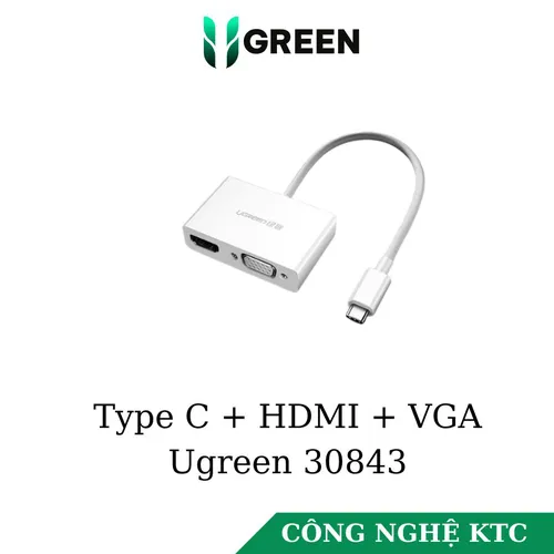 Cáp chuyển USB Type C To HDMI/VGA Ugreen 30843
