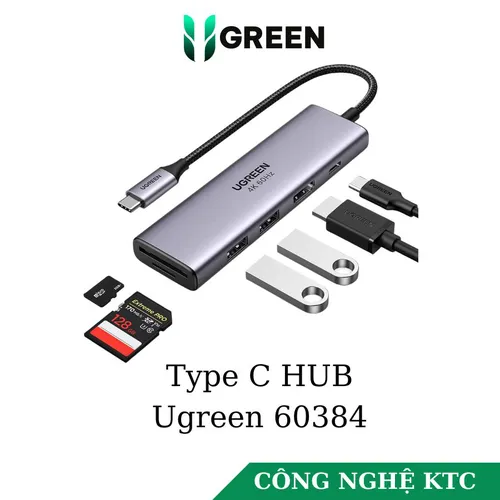 Bộ chuyển Type C Sang HDMI + USB 3.0*2 + SD/TF + PD Ugreen 60384