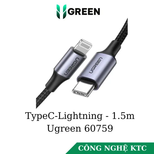 Cáp USB TypeC sang Lightning dây vỏ bện  dài 1m Ugreen 60759