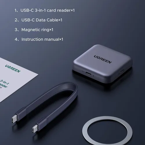 Đầu đọc thẻ TF + SD chân cắm USB-C có cổng sạc USB-C Ugreen 65095 CM898