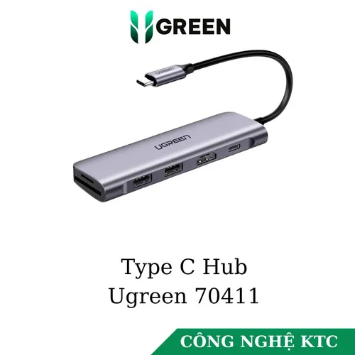 Bộ chuyển Đổi Type C Sang HDMI + USB 3.0*2 + SD/TF + PD Ugreen 70411