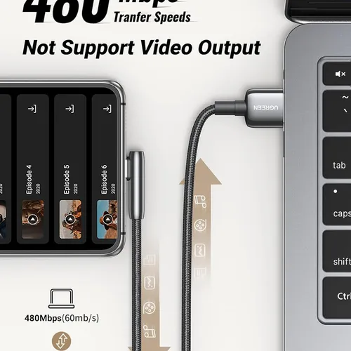 Cáp sạc Type C to USB 2.0 góc 90 dài 1m Ugreen 70413