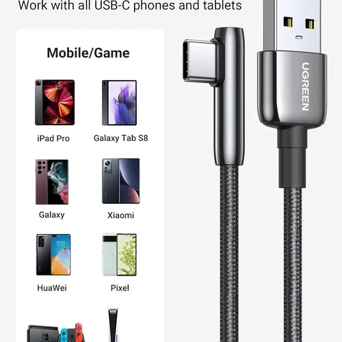 Cáp sạc Type C to USB 2.0 góc 90 dài 1m Ugreen 70413