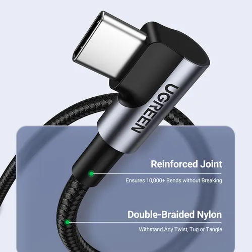 Cáp sạc Type C bẻ góc 90 dài 1m PD 100W Ugreen 70643 US334