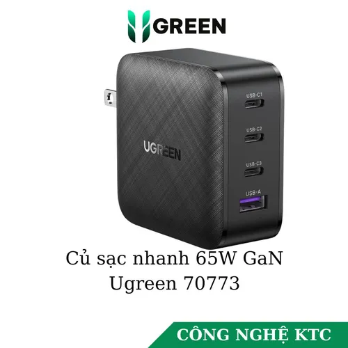 Củ sạc nhanh 65W GaN 3 USB-C và 1 USB Type-A PD3.0 Ugreen 70773