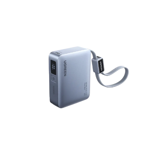 Pin sạc dự phòng dùng cho điện thoại laptop 10000mAh màu xanh 3 cổng đầu ra tích hợp dây 25cm Ugreen 75173B PB584