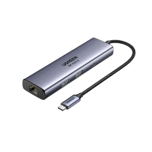 Bộ chuyển đổi USB-C sang USB-C+3*USB 3.0+LAN+DP hỗ trợ 4K60Hz Ugreen 75643 CM512
