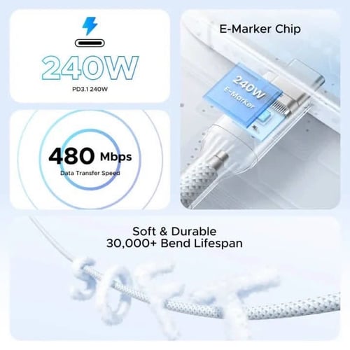 Cáp sạc nhanh Type-C dài 1M 240w Ugreen 75731 L534