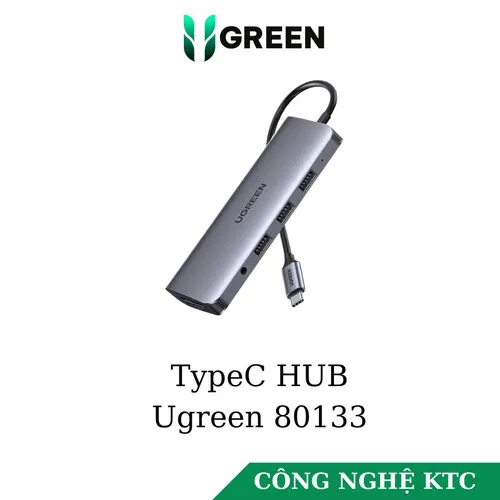 Bộ chuyển Type C to HDMI + VGA+ USB 3.0 + LAN 1Gbps + Card Reader + 3.5mm Ugreen 80133