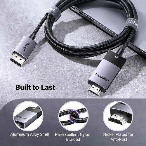 Cáp chuyển DisplayPort 1.4 to HDMI 2.1 Cable 8K@60Hz 4K@120Hz Active Ugreen 80397 DP115