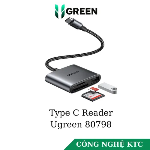 Đầu đọc thẻ SD/TF chuẩn Type C + OTG + USB 2.0 Ugreen 80798