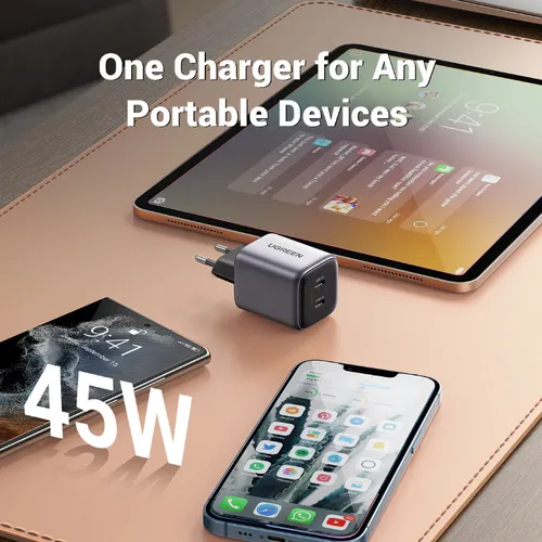 Củ sạc nhanh Nexode GaN 45W 2 cổng Type-C PD3.0 Ugreen 90573