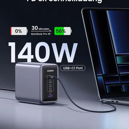 Củ sac Nexcode GaN 300W Desktop Charger EU 4C1A Ugreen 90903B