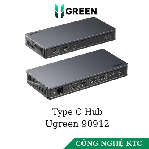Bộ chuyển đổi USB-C sang  2*USB 3.1 + 1*USB-C +  2*HDMI + 2*DP1 + RJ45 Gigabit + PD Ugreen (90912)