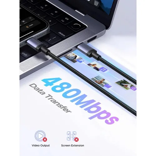 Cáp sạc nhanh USB Type-C dài 3M màu đen xám 240W Ugreen 65909 L532