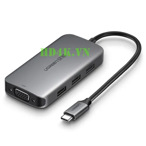 Bộ chuyển USB-C sang VGA + Hub USB 3.0  Ugreen 50210
