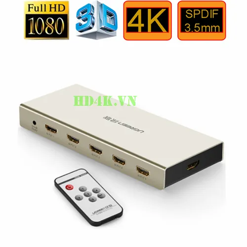 Bộ gộp HDMI 5 Vào 1 Ra + Optical và Audio Ugreen 40370