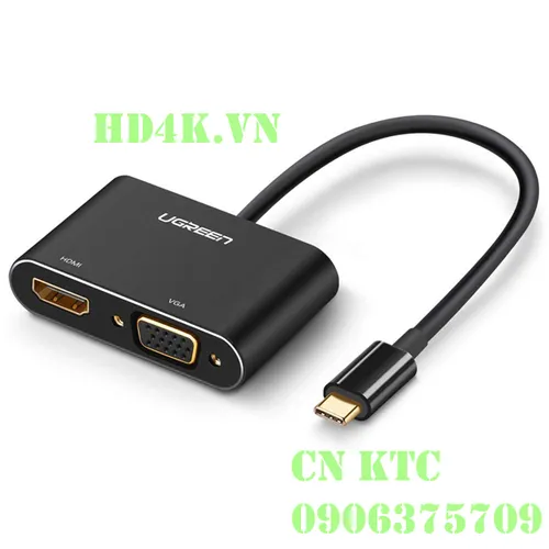 Cáp chuyển Type-C to HDMI và VGA Ugreen 50318