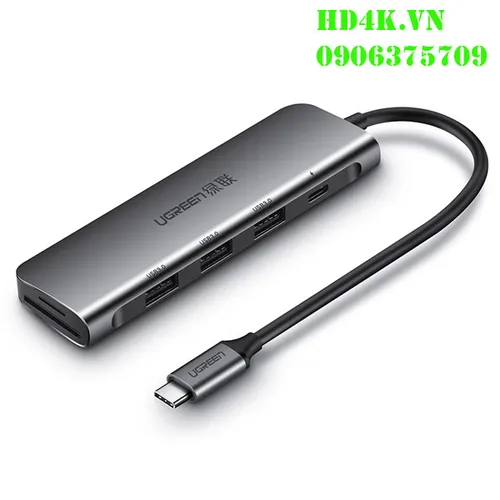 Cáp chuyển Type C to Hub USB 3.0 + Khe đọc thẻ nhớ SD/TF Ugreen 50598