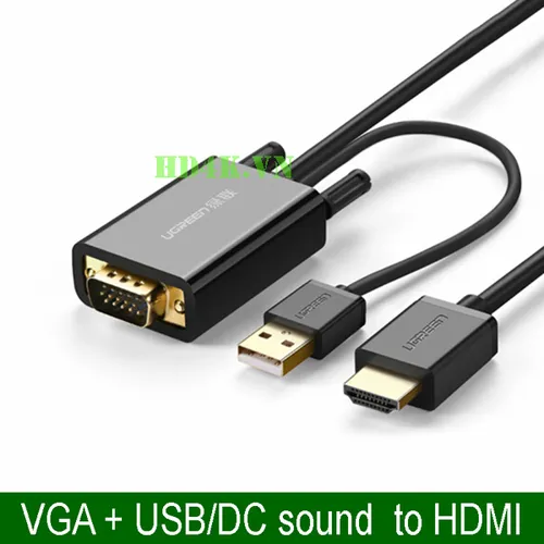 Cáp chuyển  VGA to HDMI dài 2m Ugreen 30840