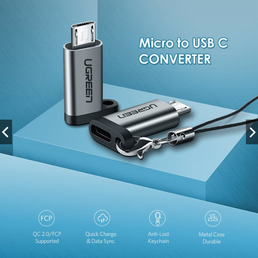 Đầu chuyển Micro USB to Type-C Ugreen 50590