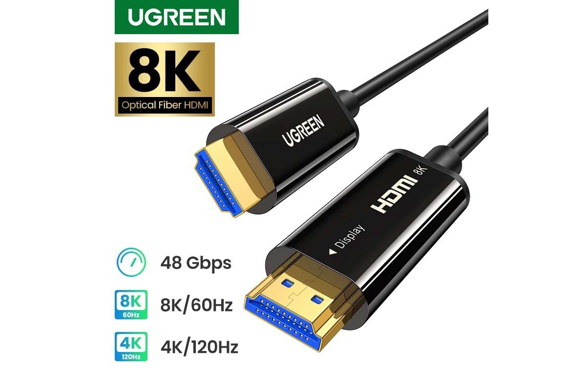 Cáp HDMI 2.1 sợi quang dài 30m hỗ trợ 8K/60Hz 4K/120Hz Ugreen 80409