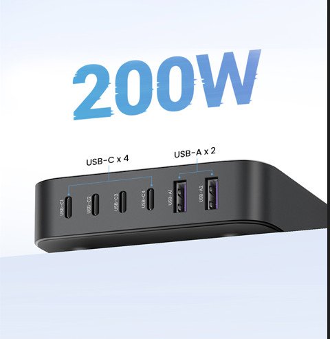 Củ sạc nhanh Nexode 200W GaN II  USB Type-C x4 / USB Type-A x2 Ugreen 40914