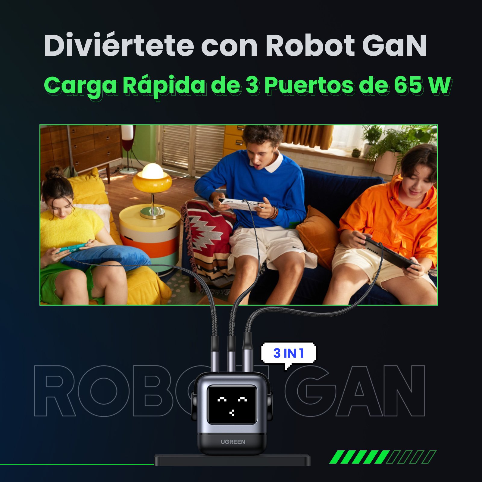 Củ sạc nhanh Robot GaN Nexode RG 65W Ugreen 15570