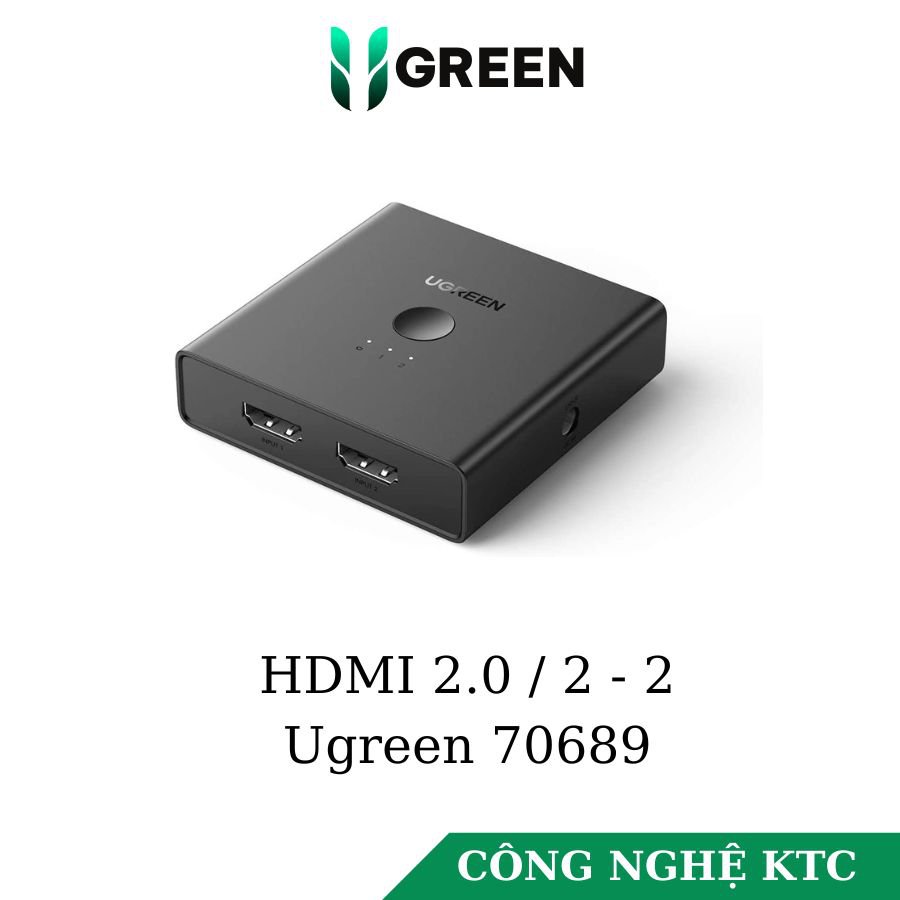 Bộ Gộp HDMI 2 vào 2 ra chuẩn 2.0 4K@60Hz Ugreen 70689