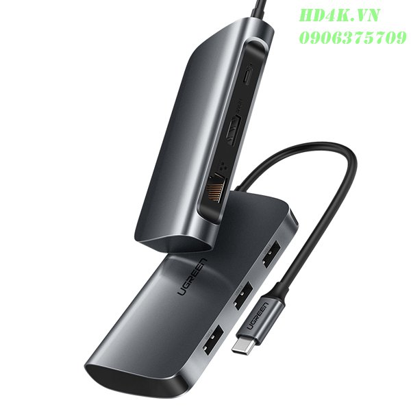 Bộ chuyển đa năng USB Type-C to HDMI, Lan, USB 3.0, sạc Type-C, Ugreen 50771, ugreen, ugreen 50771, type c to hdmi,
