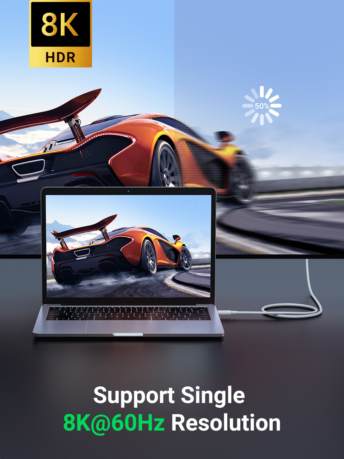 Cáp Thunderbolt 4 dài 0.8m hỗ trợ 8k + PD100w + truyền data 40Gbps Ugreen 40113 Cáp Thunderbolt 4 dài 0.8m hỗ trợ 8k + PD100w + truyền data 40Gbps Ugreen 40113