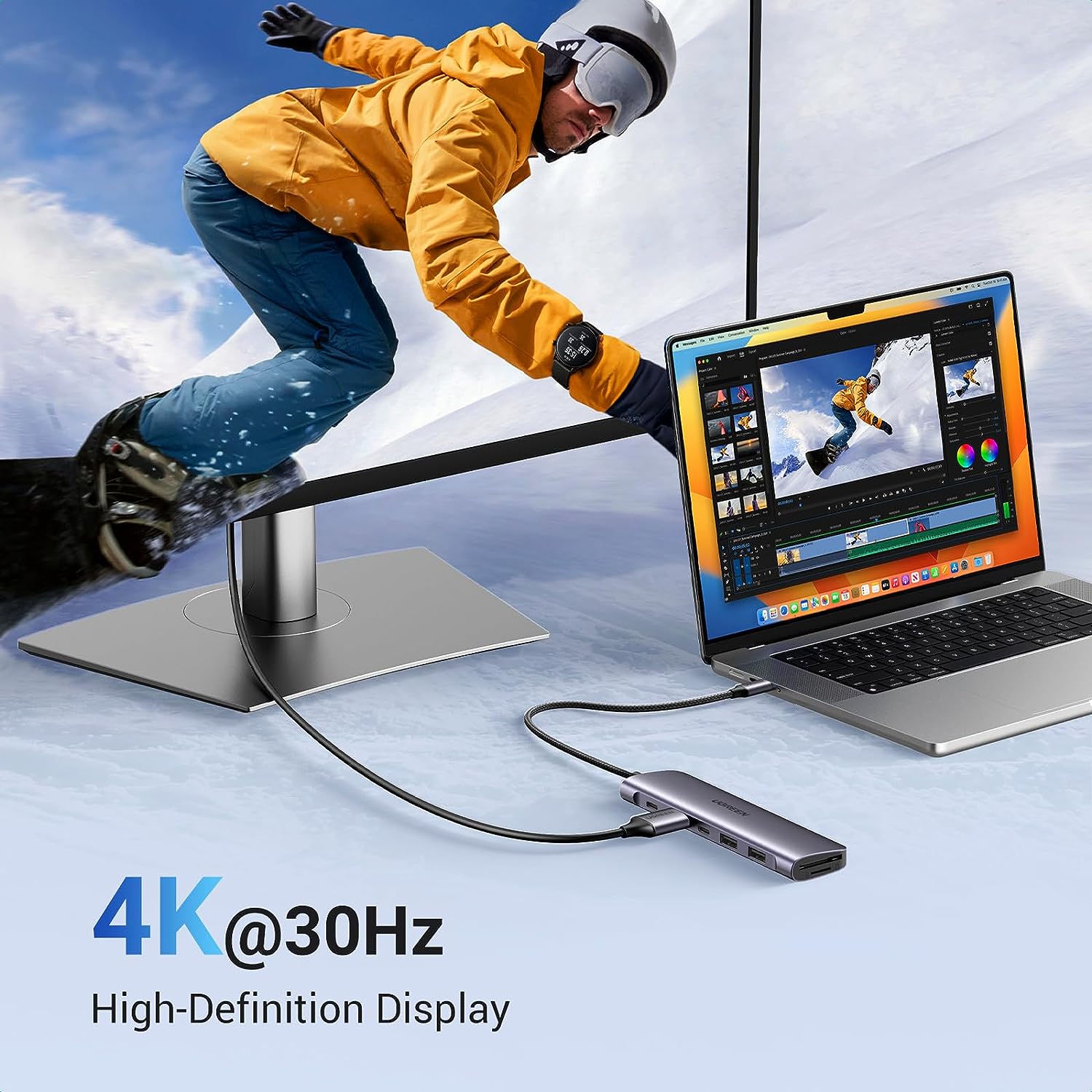 Bỗ chuyển Type C to HDMI 4k@30Hz + 2 x USB 3.0 + USB-C + SD&TF + PD Ugreen 15214 Bỗ chuyển Type C to HDMI 4k@30Hz + 2 x USB 3.0 + USB-C + SD&TF + PD Ugreen 15214