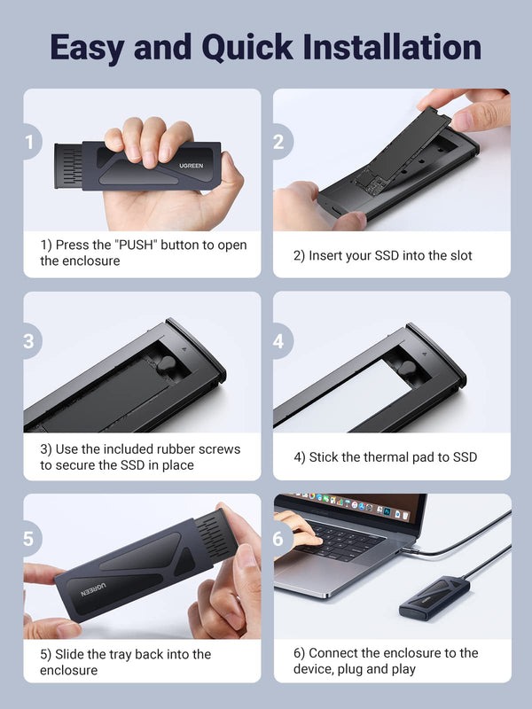 Thiết bị đựng ổ cứng cỡ M.2 NVMe cổng usb Ugreen 15512 CM578 Thiết bị đựng ổ cứng cỡ M.2 NVMe cổng usb Ugreen 15512 CM578