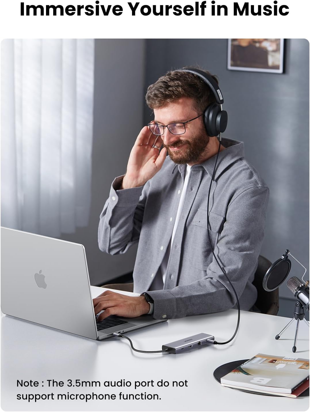 Bộ chuyển Type C to HDMI + VGA+ USB 3.0 + LAN 1Gbps + Card Reader + 3.5mm Ugreen 15601 CM498 Bộ chuyển Type C to HDMI + VGA+ USB 3.0 + LAN 1Gbps + Card Reader + 3.5mm Ugreen 15601 CM498